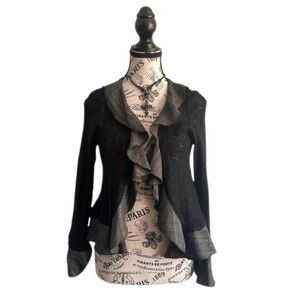 Le Grenier Black Wool Ruffle Cardigan – Refined Knit Y2K Romantic M/L